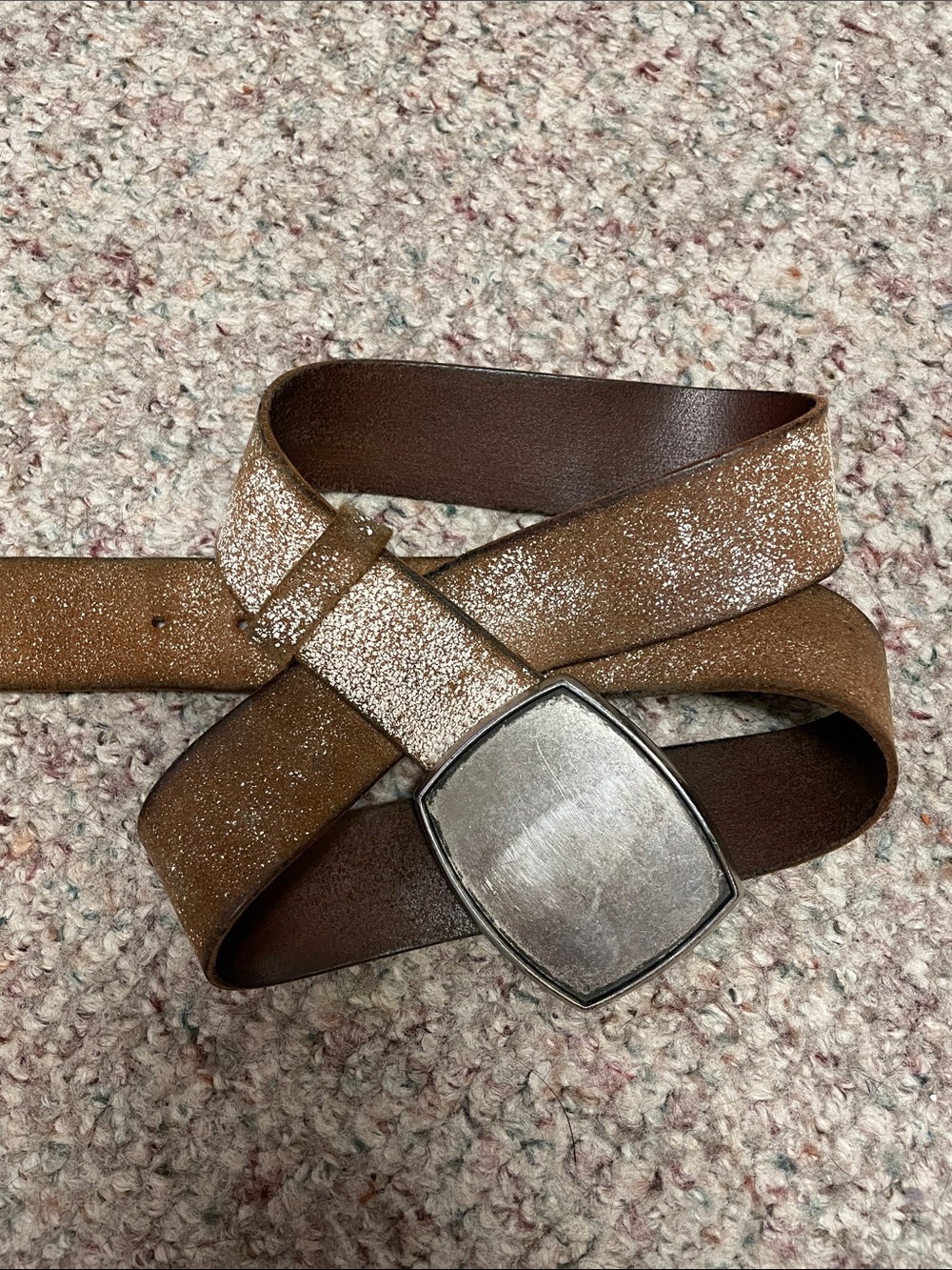 Aldo leather belt with oversized silver buckle
